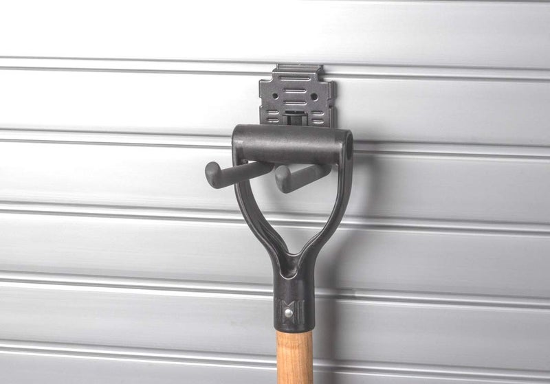HandiWall 4" Double Hook with Locking Bracket for Tool Storage on Garage Slatwall Panels - Image 2